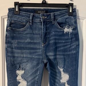 Judy Blue Women's Dark Blue Distressed Skinny Jeans